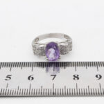 انگشتر آمیتیست الماس تراش نقره زنانه طرح مقبوله - Image 3