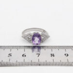 انگشتر آمیتیست الماس تراش نقره زنانه طرح مقدسه - Image 3