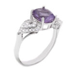 انگشتر آمیتیست الماس تراش نقره زنانه طرح مقدسه