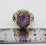 انگشتر آمیتیست نقره مردانه طرح دور طلایی مقصود - Image 4