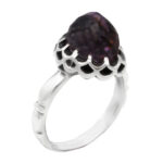 انگشتر آمیتیست الماس تراش نقره مردانه طرح مهاجر