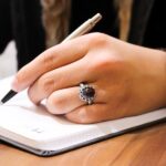 انگشتر آمیتیست الماس تراش نقره مردانه طرح مهاجر - Image 2