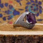 انگشتر آمیتیست الماس تراش نقره زنانه طرح مهرافروز - Image 2