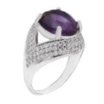 انگشتر آمیتیست الماس تراش نقره زنانه طرح مهرافروز