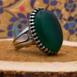 انگشتر عقیق سبز نقره مردانه طرح کاووس - Image 4