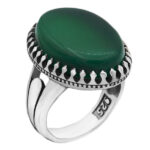 انگشتر عقیق سبز نقره مردانه طرح کاووس