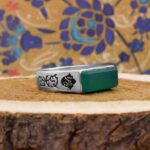 انگشتر عقیق سبز نقره مردانه طرح صفوی "یا علی (ع)" "یا زهرا (س)" - Image 2