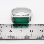 انگشتر عقیق سبز نقره مردانه طرح صفوی "یا علی (ع)" "یا زهرا (س)" - Image 3