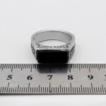 انگشتر عقیق مشکی نقره مردانه طرح یا علی (ع) یا فاطمه (س) - Image 4