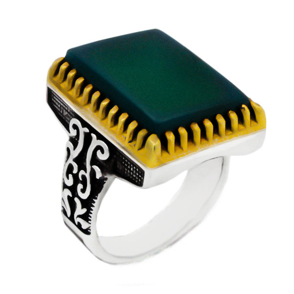 ۴-۱-۱۱۴۱-green-agate-ring (4) انواع انگشتر عقیق سبز پسرانه فانتزی