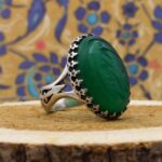 انگشتر عقیق سبز نقره مردانه طرح فانتزی یا فاطمه (س) - Image 3