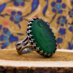 انگشتر عقیق سبز نقره مردانه طرح یا رقیه خاتون (س) - Image 3