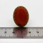 انگشتر عقیق سرخ نقره مردانه طرح دور طلایی "سبحانک انی کنت من الظالمین" - Image 2