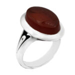 انگشتر عقیق سرخ نقره مردانه طرح پا اردکی یا حسین (ع)