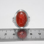 انگشتر عقیق سرخ نقره مردانه طرح پا اردکی یا حسین (ع) - Image 4