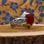 انگشتر عقیق سرخ یمنی نقره دست ساز مردانه طرح مرتیا - Image 3
