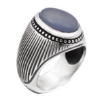 انگشتر عقیق کبود یمنی نقره مردانه طرح مرصاد