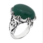 انگشتر عقیق سبز نقره مردانه طرح مصفا