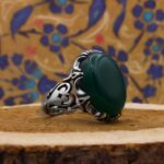 انگشتر عقیق سبز نقره مردانه طرح مصفا - Image 4