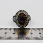 انگشتر عقیق سلیمانی نقره مردانه طرح دور طلایی مظفر - Image 2