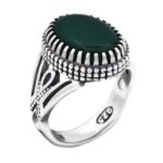 انگشتر عقیق سبز نقره مردانه طرح ممدوح