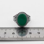 انگشتر عقیق سبز نقره مردانه طرح ممدوح - Image 2