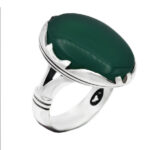 انگشتر عقیق سبز نقره مردانه طرح منجی