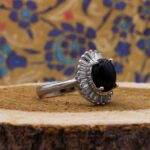 انگشتر عقیق مشکی نقره زنانه طرح ملیکه - Image 3
