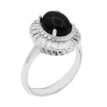 انگشتر عقیق مشکی نقره زنانه طرح ملیکه