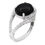 انگشتر عقیق مشکی نقره زنانه طرح منال