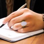 انگشتر عقیق کبود نقره مردانه طرح دور طلایی مهبان - Image 2