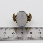 انگشتر عقیق کبود نقره مردانه طرح دور طلایی مهبان - Image 4