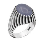 انگشتر عقیق کبود یمنی نقره مردانه طرح مهبود