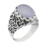 انگشتر عقیق کبود یمنی نقره مردانه طرح مهرخو