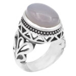 انگشتر عقیق کبود یمنی نقره مردانه طرح مهردار