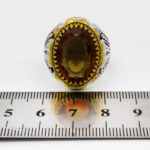 انگشتر الکساندریت الماس تراش نقره مردانه طرح دور طلایی کاموس - Image 2