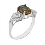 انگشتر الکساندریت الماس تراش نقره زنانه طرح مکرمه