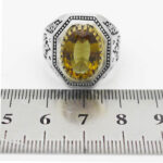 انگشتر الکساندریت الماس تراش نقره مردانه طرح دور طلایی مهرسینا - Image 4