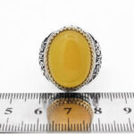 انگشتر شرف الشمس نقره مردانه طرح دور طلایی یا علی ابن موسی الرضا (ع) + حکاکی - Image 4