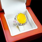 انگشتر دست ساز شرف شمس نقره مردانه دست ساز فاخر افشار با تزیین یاقوت سرخ + حکاکی - Image 5