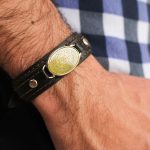 دستبند شرف الشمس نقره چرم طبیعی مشکی دو لایه طرح آیت الکرسی + حرز امام جواد (ع) + حکاکی - Image 4