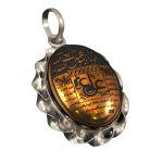 گردنبند حدید صینی زنانه و مردانه نقره طرح عین علی (ع) + سه جلاله + حرز امام جواد (ع)