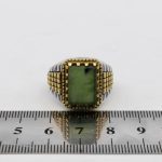 انگشتر یشم نقره مردانه طرح دور طلایی کامجو - Image 4