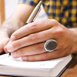 انگشتر یشم نقره مردانه طرح الله - Image 3