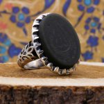 انگشتر یشم نقره مردانه طرح الله - Image 2