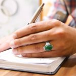 انگشتر یشم نقره مردانه دست ساز طرح ساجد - Image 2