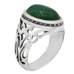 انگشتر یشم نقره مردانه طرح سیروان