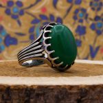 انگشتر یشم نقره مردانه طرح شیبان - Image 2