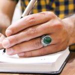 انگشتر یشم نقره مردانه طرح فطرس - Image 3