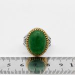 انگشتر یشم نقره مردانه طرح دور طلایی بسیم - Image 4